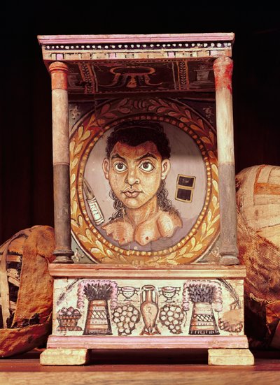 Portrait of a Young Girl with Offerings by Roman Period Egyptian